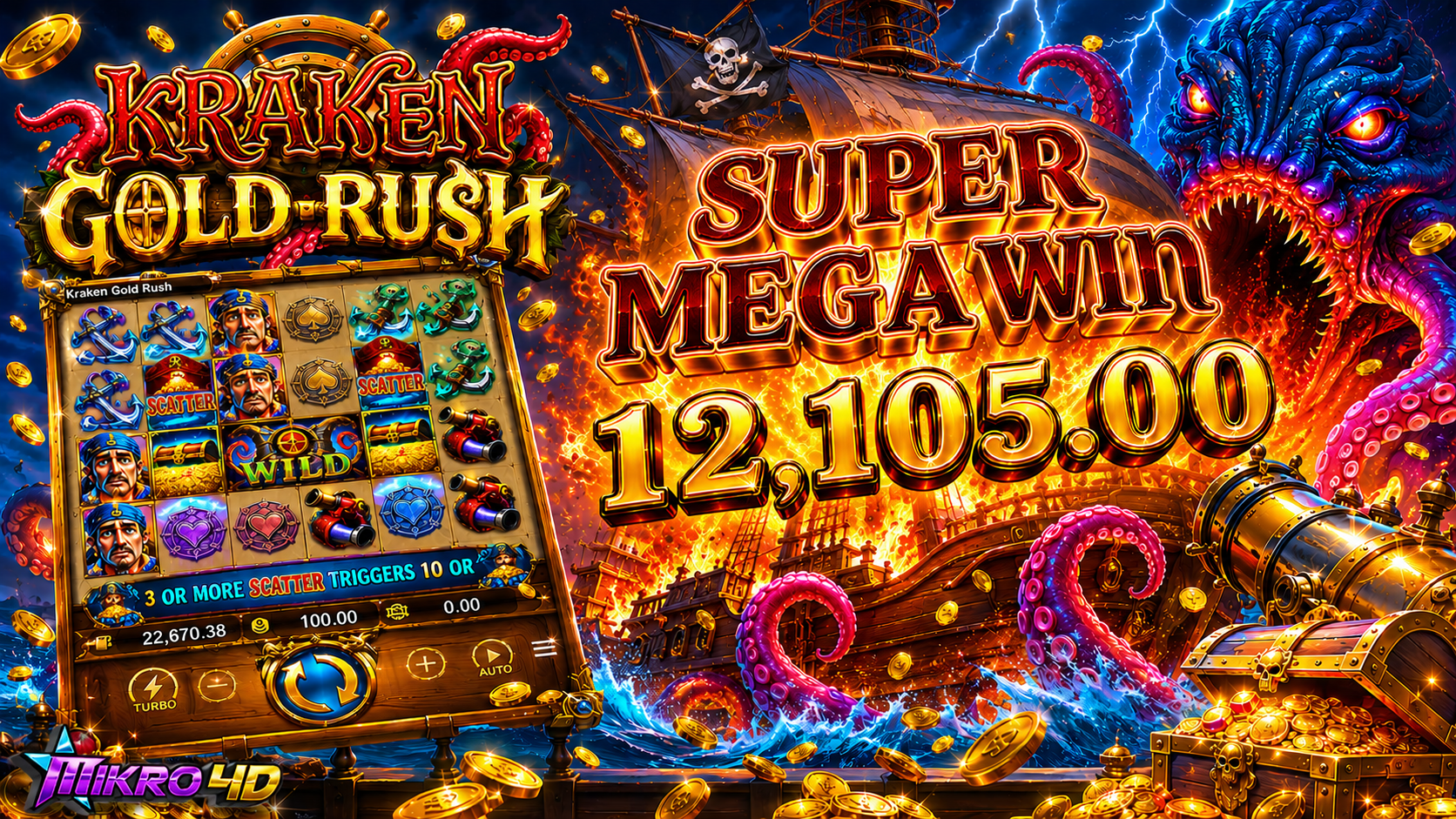 Slot Kraken Gold Rush: Kekuatan Kraken, Banjir Kemenangan
