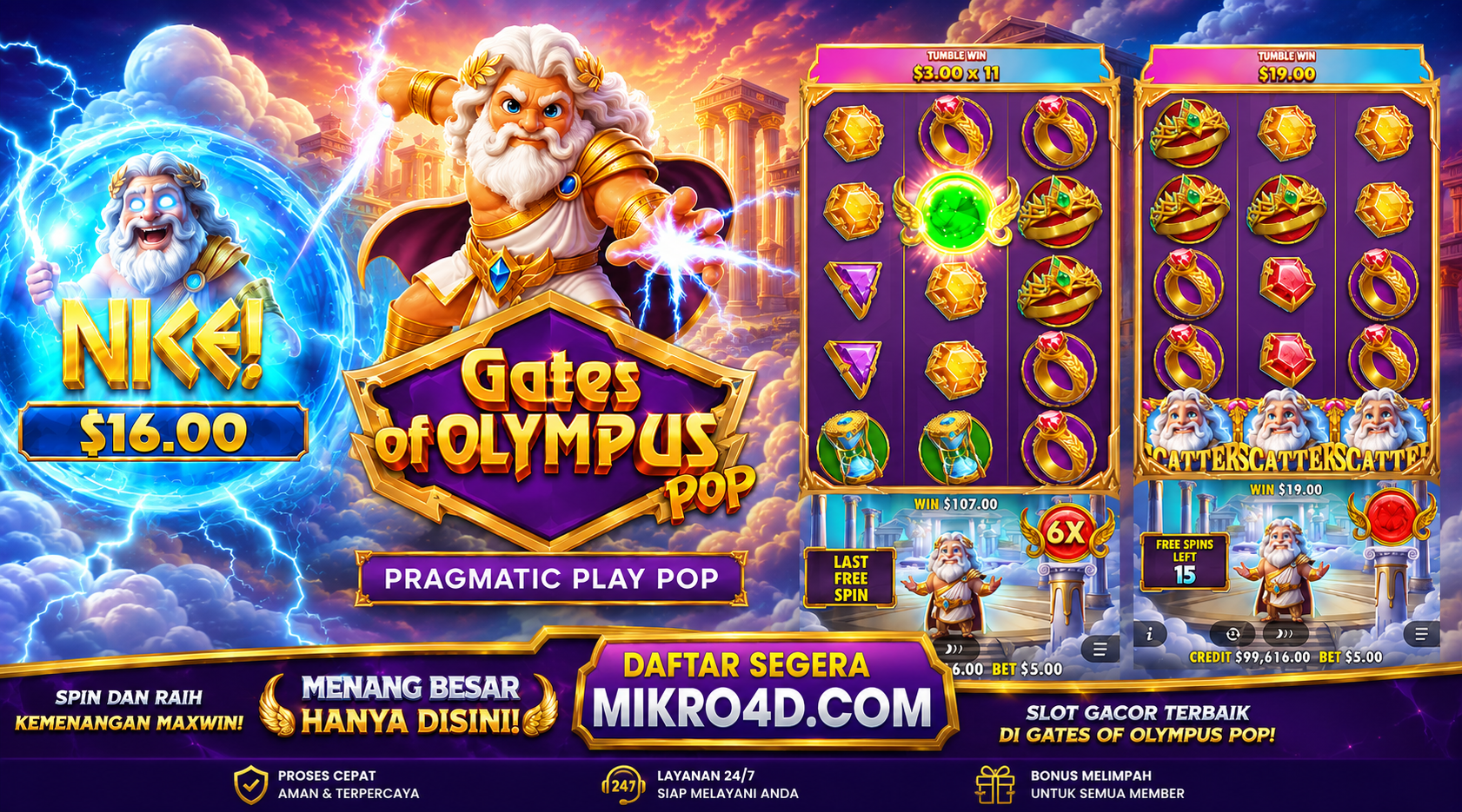 Slot Gates of Olympus POP: Kejar Kemenangan Besar Bersama Zeus
